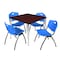 Regency Kahlo Square Table & Chair Sets, 36 W, 36 L, 29 H, Wood, Metal, Plastic Top, Mahogany TPL3636MHBK47BE - alternate 1